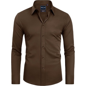 image:imageAlimens amp Gentle Slim Fit Dress Shirts for Men Long Sleeve Stretch Stain Proof Wrinkle Free Button Down Shirts Formal Shirts  Stretch Wrinkle Free Long Sleeve Fitted Formal Events Wedding Business Casual AirflowEnhanced Comfort Easy CareBrown