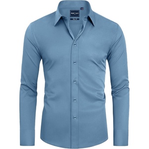 image:imageAlimens amp Gentle Slim Fit Dress Shirts for Men Long Sleeve Stretch Stain Proof Wrinkle Free Button Down Shirts Formal Shirts  Stretch Wrinkle Free Long Sleeve Fitted Formal Events Wedding Business Casual AirflowEnhanced Comfort Easy CareDenim Blue