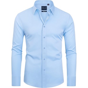 image:imageAlimens amp Gentle Slim Fit Dress Shirts for Men Long Sleeve Stretch Stain Proof Wrinkle Free Button Down Shirts Formal Shirts  Stretch Wrinkle Free Long Sleeve Fitted Formal Events Wedding Business Casual AirflowEnhanced Comfort Easy CareBlue Sky