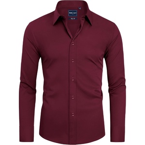 image:imageAlimens amp Gentle Slim Fit Dress Shirts for Men Long Sleeve Stretch Stain Proof Wrinkle Free Button Down Shirts Formal Shirts  Stretch Wrinkle Free Long Sleeve Fitted Formal Events Wedding Business Casual AirflowEnhanced Comfort Easy CareWine Burgundy