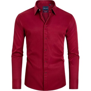 image:imageAlimens amp Gentle Slim Fit Dress Shirts for Men Long Sleeve Stretch Stain Proof Wrinkle Free Button Down Shirts Formal Shirts  Stretch Wrinkle Free Long Sleeve Fitted Formal Events Wedding Business Casual AirflowEnhanced Comfort Easy CareRed