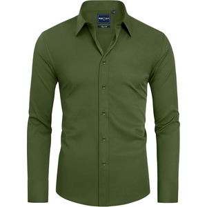 image:imageAlimens amp Gentle Slim Fit Dress Shirts for Men Long Sleeve Stretch Stain Proof Wrinkle Free Button Down Shirts Formal Shirts  Stretch Wrinkle Free Long Sleeve Fitted Formal Events Wedding Business Casual AirflowEnhanced Comfort Easy CareArmy Green