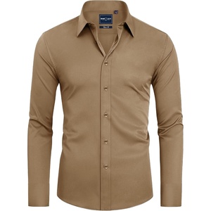 image:imageAlimens amp Gentle Slim Fit Dress Shirts for Men Long Sleeve Stretch Stain Proof Wrinkle Free Button Down Shirts Formal Shirts  Stretch Wrinkle Free Long Sleeve Fitted Formal Events Wedding Business Casual AirflowEnhanced Comfort Easy CareDark Khaki