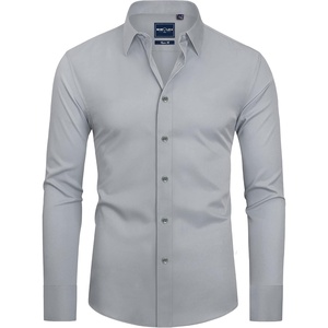 image:imageAlimens amp Gentle Slim Fit Dress Shirts for Men Long Sleeve Stretch Stain Proof Wrinkle Free Button Down Shirts Formal Shirts  Stretch Wrinkle Free Long Sleeve Fitted Formal Events Wedding Business Casual AirflowEnhanced Comfort Easy CareLight Grey