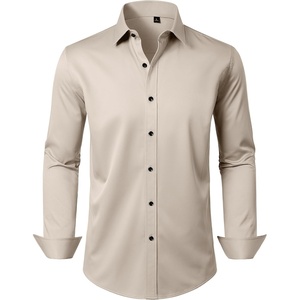 image:imageMens Dress Shirt Long Sleeve Wrinkle Free Stretch Button Down Shirts  Non Iron Regular Fit Solid Color Button Up for Business Casual Wedding Office Work Party Dating Interview Meeting FormalTan