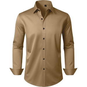 image:imageMens Dress Shirt Long Sleeve Wrinkle Free Stretch Button Down Shirts  Non Iron Regular Fit Solid Color Button Up for Business Casual Wedding Office Work Party Dating Interview Meeting FormalKhaki