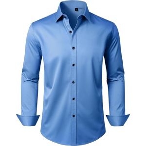 image:imageMens Dress Shirt Long Sleeve Wrinkle Free Stretch Button Down Shirts  Non Iron Regular Fit Solid Color Button Up for Business Casual Wedding Office Work Party Dating Interview Meeting FormalClassic Blue