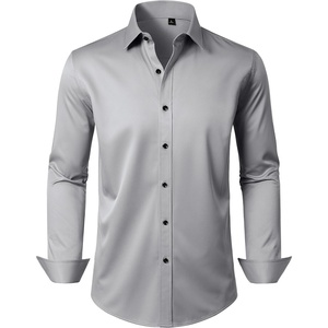 image:imageMens Dress Shirt Long Sleeve Wrinkle Free Stretch Button Down Shirts  Non Iron Regular Fit Solid Color Button Up for Business Casual Wedding Office Work Party Dating Interview Meeting FormalGrey