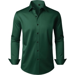 image:imageMens Dress Shirt Long Sleeve Wrinkle Free Stretch Button Down Shirts  Non Iron Regular Fit Solid Color Button Up for Business Casual Wedding Office Work Party Dating Interview Meeting FormalGreen