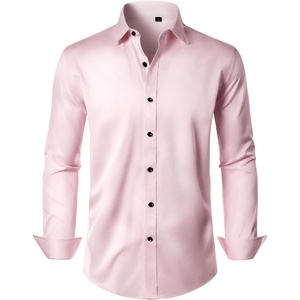 image:imageMens Dress Shirt Long Sleeve Wrinkle Free Stretch Button Down Shirts  Non Iron Regular Fit Solid Color Button Up for Business Casual Wedding Office Work Party Dating Interview Meeting FormalPink