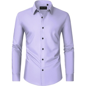 image:imageMens Dress Shirts Long Sleeve Wrinkle Free Business Button Down Shirt  Regular Fit Adjustable Cuffs Spread collar SkinFriendly Casual Easy Care Regular Fit for Wedding Vacation Work OfficeLight Purple