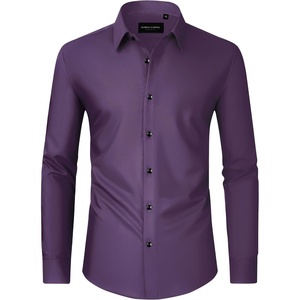 image:imageMens Dress Shirts Long Sleeve Wrinkle Free Business Button Down Shirt  Regular Fit Adjustable Cuffs Spread collar SkinFriendly Casual Easy Care Regular Fit for Wedding Vacation Work OfficePurple