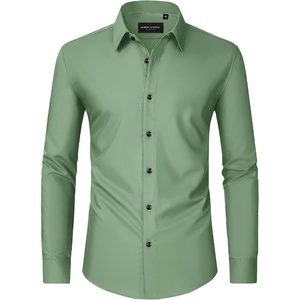 image:imageMens Dress Shirts Long Sleeve Wrinkle Free Business Button Down Shirt  Regular Fit Adjustable Cuffs Spread collar SkinFriendly Casual Easy Care Regular Fit for Wedding Vacation Work OfficeGrayish Green