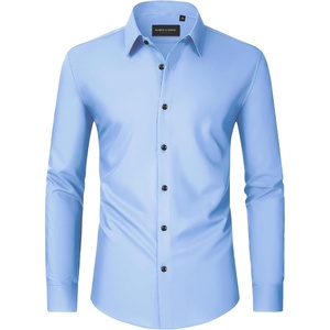 image:imageMens Dress Shirts Long Sleeve Wrinkle Free Business Button Down Shirt  Regular Fit Adjustable Cuffs Spread collar SkinFriendly Casual Easy Care Regular Fit for Wedding Vacation Work OfficeBlue