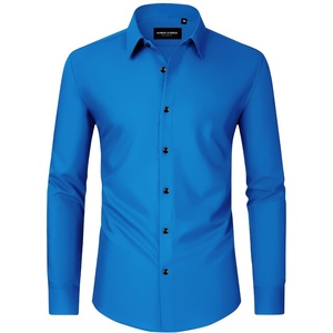 image:imageMens Dress Shirts Long Sleeve Wrinkle Free Business Button Down Shirt  Regular Fit Adjustable Cuffs Spread collar SkinFriendly Casual Easy Care Regular Fit for Wedding Vacation Work OfficeCobalt Blue
