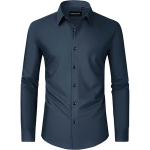 image:imageMens Dress Shirts Long Sleeve Wrinkle Free Business Button Down Shirt  Regular Fit Adjustable Cuffs Spread collar SkinFriendly Casual Easy Care Regular Fit for Wedding Vacation Work OfficeNavy Blue