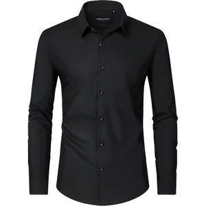 image:imageMens Dress Shirts Long Sleeve Wrinkle Free Business Button Down Shirt  Regular Fit Adjustable Cuffs Spread collar SkinFriendly Casual Easy Care Regular Fit for Wedding Vacation Work OfficeBlack