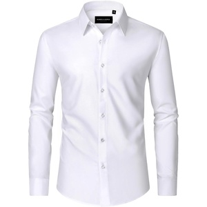 image:imageMens Dress Shirts Long Sleeve Wrinkle Free Business Button Down Shirt  Regular Fit Adjustable Cuffs Spread collar SkinFriendly Casual Easy Care Regular Fit for Wedding Vacation Work OfficeSolid White