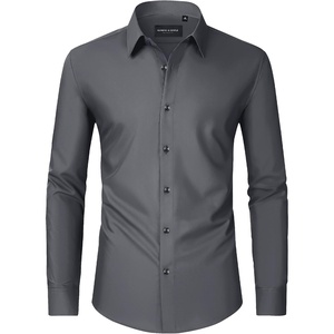 image:imageMens Dress Shirts Long Sleeve Wrinkle Free Business Button Down Shirt  Regular Fit Adjustable Cuffs Spread collar SkinFriendly Casual Easy Care Regular Fit for Wedding Vacation Work OfficeDark Grey