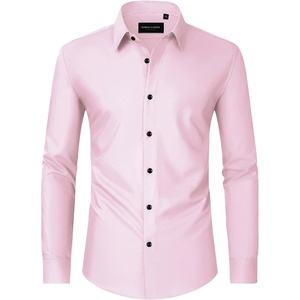 image:imageMens Dress Shirts Long Sleeve Wrinkle Free Business Button Down Shirt  Regular Fit Adjustable Cuffs Spread collar SkinFriendly Casual Easy Care Regular Fit for Wedding Vacation Work OfficePink