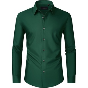 image:imageMens Dress Shirts Long Sleeve Wrinkle Free Business Button Down Shirt  Regular Fit Adjustable Cuffs Spread collar SkinFriendly Casual Easy Care Regular Fit for Wedding Vacation Work OfficeGreen