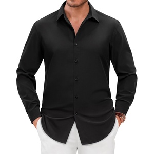 image:imageMens Dress Shirts Long Sleeve Wrinkle Free Business Button Up Shirts  Non Iron Stretch Spread Collar Regular Fit for Business Casual Wedding Office Workwear Dinners Funeral Formal OccasionBlack