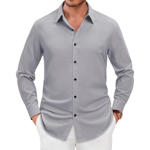 image:imageMens Dress Shirts Long Sleeve Wrinkle Free Business Button Up Shirts  Non Iron Stretch Spread Collar Regular Fit for Business Casual Wedding Office Workwear Dinners Funeral Formal OccasionGrey
