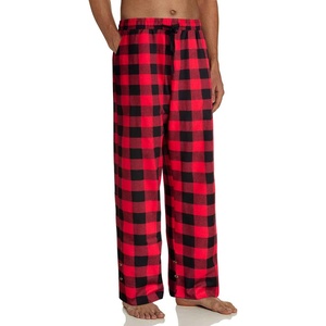 image:imageMens Flannel Pajama Pants Plaid Heavyweight Cotton PJs Bottoms Sleepwear  Soft Cozy with Pockets Elastic Waistband Drawstring Adjustable Length Casual Checkered Lounge Pant for Home Holiday DailyBlack Red