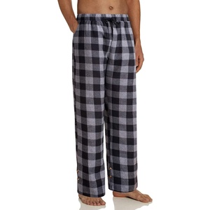 image:imageMens Flannel Pajama Pants Plaid Heavyweight Cotton PJs Bottoms Sleepwear  Soft Cozy with Pockets Elastic Waistband Drawstring Adjustable Length Casual Checkered Lounge Pant for Home Holiday DailyGrey Black