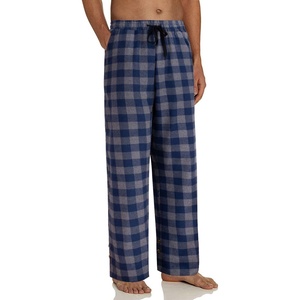 image:imageMens Flannel Pajama Pants Plaid Heavyweight Cotton PJs Bottoms Sleepwear  Soft Cozy with Pockets Elastic Waistband Drawstring Adjustable Length Casual Checkered Lounge Pant for Home Holiday DailyGrey Navy