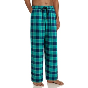 image:imageMens Flannel Pajama Pants Plaid Heavyweight Cotton PJs Bottoms Sleepwear  Soft Cozy with Pockets Elastic Waistband Drawstring Adjustable Length Casual Checkered Lounge Pant for Home Holiday DailyGreen Navy