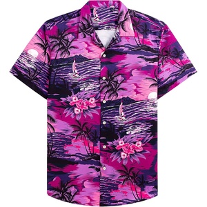 image:imageMens Hawaiian Shirt Summer Beach Casual Short Sleeve Button Down Shirts  Aloha Tropical Print Cuban Collar Relaxed Fit for Vacation Beach Party Luau Cruise Holiday Summer Outdoor WeddingRosy Beach
