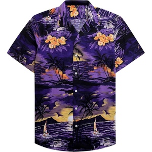 image:imageMens Hawaiian Shirt Summer Beach Casual Short Sleeve Button Down Shirts  Aloha Tropical Print Cuban Collar Relaxed Fit for Vacation Beach Party Luau Cruise Holiday Summer Outdoor WeddingPurple