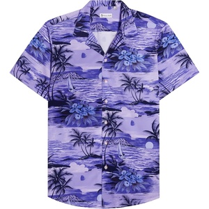image:imageMens Hawaiian Shirt Summer Beach Casual Short Sleeve Button Down Shirts  Aloha Tropical Print Cuban Collar Relaxed Fit for Vacation Beach Party Luau Cruise Holiday Summer Outdoor WeddingPurple Beach