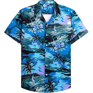 image:imageMens Hawaiian Shirt Summer Beach Casual Short Sleeve Button Down Shirts  Aloha Tropical Print Cuban Collar Relaxed Fit for Vacation Beach Party Luau Cruise Holiday Summer Outdoor WeddingBlue Beach