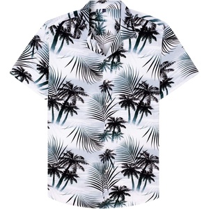 image:imageMens Hawaiian Shirt Summer Beach Casual Short Sleeve Button Down Shirts  Aloha Tropical Print Cuban Collar Relaxed Fit for Vacation Beach Party Luau Cruise Holiday Summer Outdoor WeddingBlack White Palm