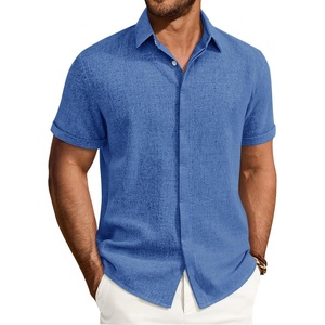 image:imageMens Linen Shirt Short Sleeve Button Down Shirt Summer Casual Beach Tops  Lightweight Breathable Shrinkresistant Linen Texture Relaxed Fit Button Up for Vacation Wedding Work Office Date DailyRoyal Blue