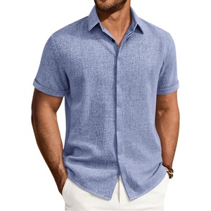 image:imageMens Linen Shirt Short Sleeve Button Down Shirt Summer Casual Beach Tops  Lightweight Breathable Shrinkresistant Linen Texture Relaxed Fit Button Up for Vacation Wedding Work Office Date DailyBlue
