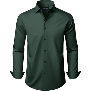 image:imageMens Long Sleeve Dress Shirts Wrinkle Free Stretch Button Down Shirt  Breathable Comfortable Easy Care Spread collarBusiness Casual Classic Button Upfor Wedding Vacation Work OfficeGreen