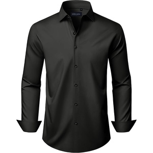 image:imageMens Long Sleeve Dress Shirts Wrinkle Free Stretch Button Down Shirt  Breathable Comfortable Easy Care Spread collarBusiness Casual Classic Button Upfor Wedding Vacation Work OfficeBlack