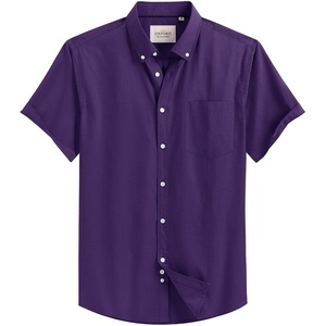 image:imageMens Oxford Dress Shirt Short Sleeve Button Down Collar Summer Casual Shirt  Wrinkle Free Breathable amp Crisp Regular Fit Solid Color for Business Casual Office Work Daily Vacation Weekend Party DateDark Purple