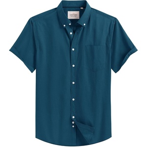 image:imageMens Oxford Dress Shirt Short Sleeve Button Down Collar Summer Casual Shirt  Wrinkle Free Breathable amp Crisp Regular Fit Solid Color for Business Casual Office Work Daily Vacation Weekend Party DatePeacock Blue