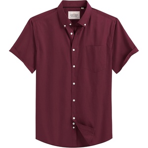 image:imageMens Oxford Dress Shirt Short Sleeve Button Down Collar Summer Casual Shirt  Wrinkle Free Breathable amp Crisp Regular Fit Solid Color for Business Casual Office Work Daily Vacation Weekend Party DateBurgundy