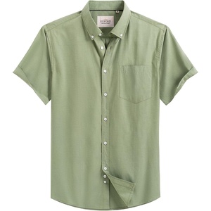 image:imageMens Oxford Dress Shirt Short Sleeve Button Down Collar Summer Casual Shirt  Wrinkle Free Breathable amp Crisp Regular Fit Solid Color for Business Casual Office Work Daily Vacation Weekend Party DateLight Green