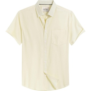 image:imageMens Oxford Dress Shirt Short Sleeve Button Down Collar Summer Casual Shirt  Wrinkle Free Breathable amp Crisp Regular Fit Solid Color for Business Casual Office Work Daily Vacation Weekend Party DateLight Yellow