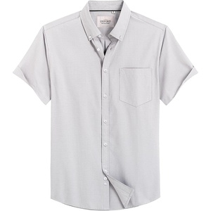image:imageMens Oxford Dress Shirt Short Sleeve Button Down Collar Summer Casual Shirt  Wrinkle Free Breathable amp Crisp Regular Fit Solid Color for Business Casual Office Work Daily Vacation Weekend Party DateKhaki Grey