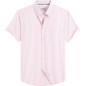 image:imageMens Oxford Dress Shirt Short Sleeve Button Down Collar Summer Casual Shirt  Wrinkle Free Breathable amp Crisp Regular Fit Solid Color for Business Casual Office Work Daily Vacation Weekend Party DateLight Pink