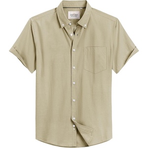 image:imageMens Oxford Dress Shirt Short Sleeve Button Down Collar Summer Casual Shirt  Wrinkle Free Breathable amp Crisp Regular Fit Solid Color for Business Casual Office Work Daily Vacation Weekend Party DateKhaki