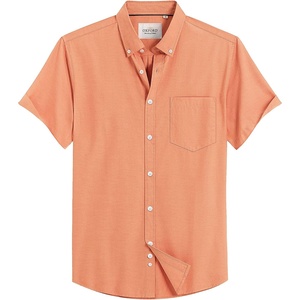 image:imageMens Oxford Dress Shirt Short Sleeve Button Down Collar Summer Casual Shirt  Wrinkle Free Breathable amp Crisp Regular Fit Solid Color for Business Casual Office Work Daily Vacation Weekend Party DateOrange