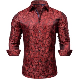 image:imageMens Paisley Dress Shirt Long Sleeve Button Down Floral Shirt Party Wedding  Paisley Pattern Luxury Silk Satin Shiny Wedding Casual Party Club Masquerade Vacation Date Western Cowboy Regular FitRed